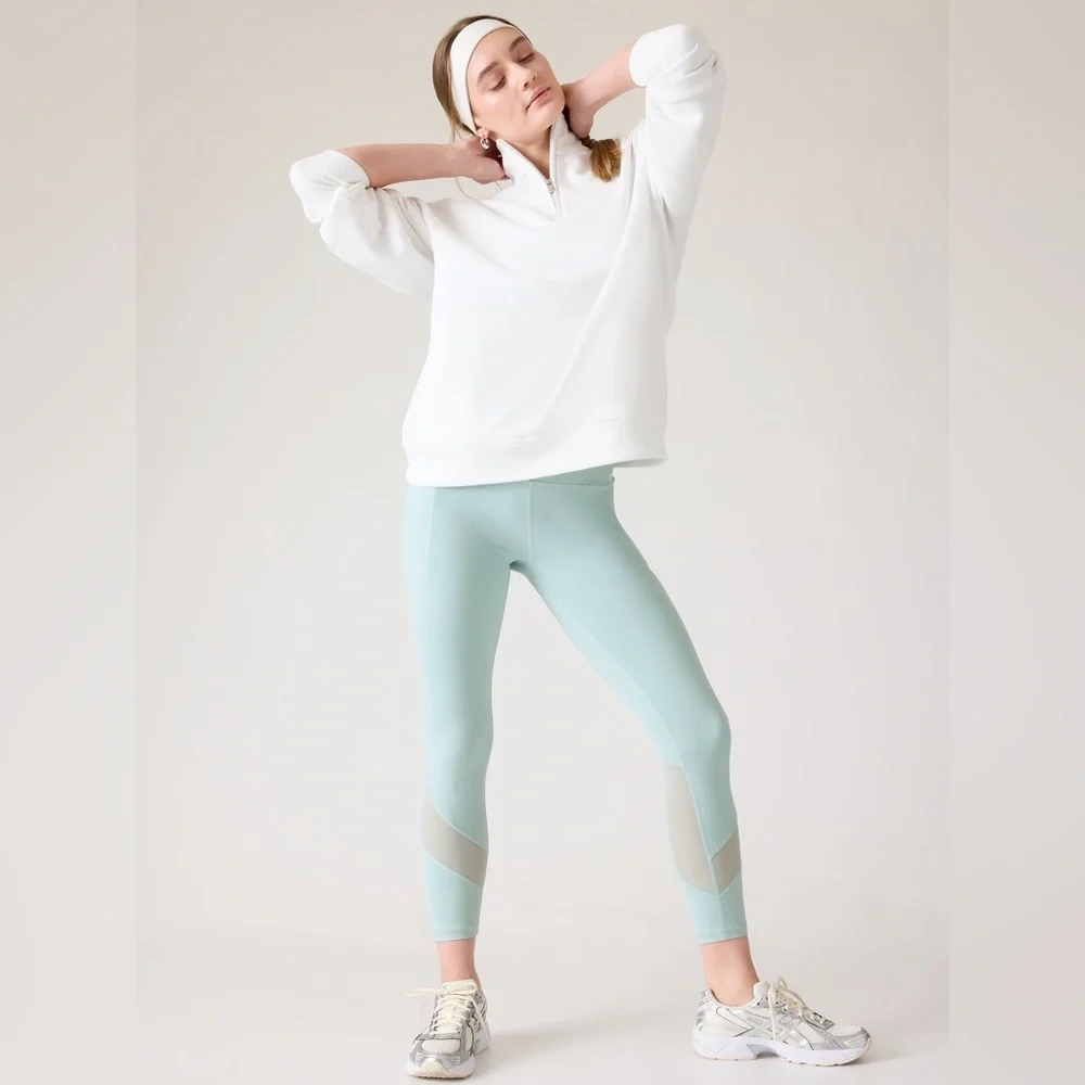 Athleta Salutation Stash High Rise‎ Mesh 7/8 Legging Dawn Blue XL